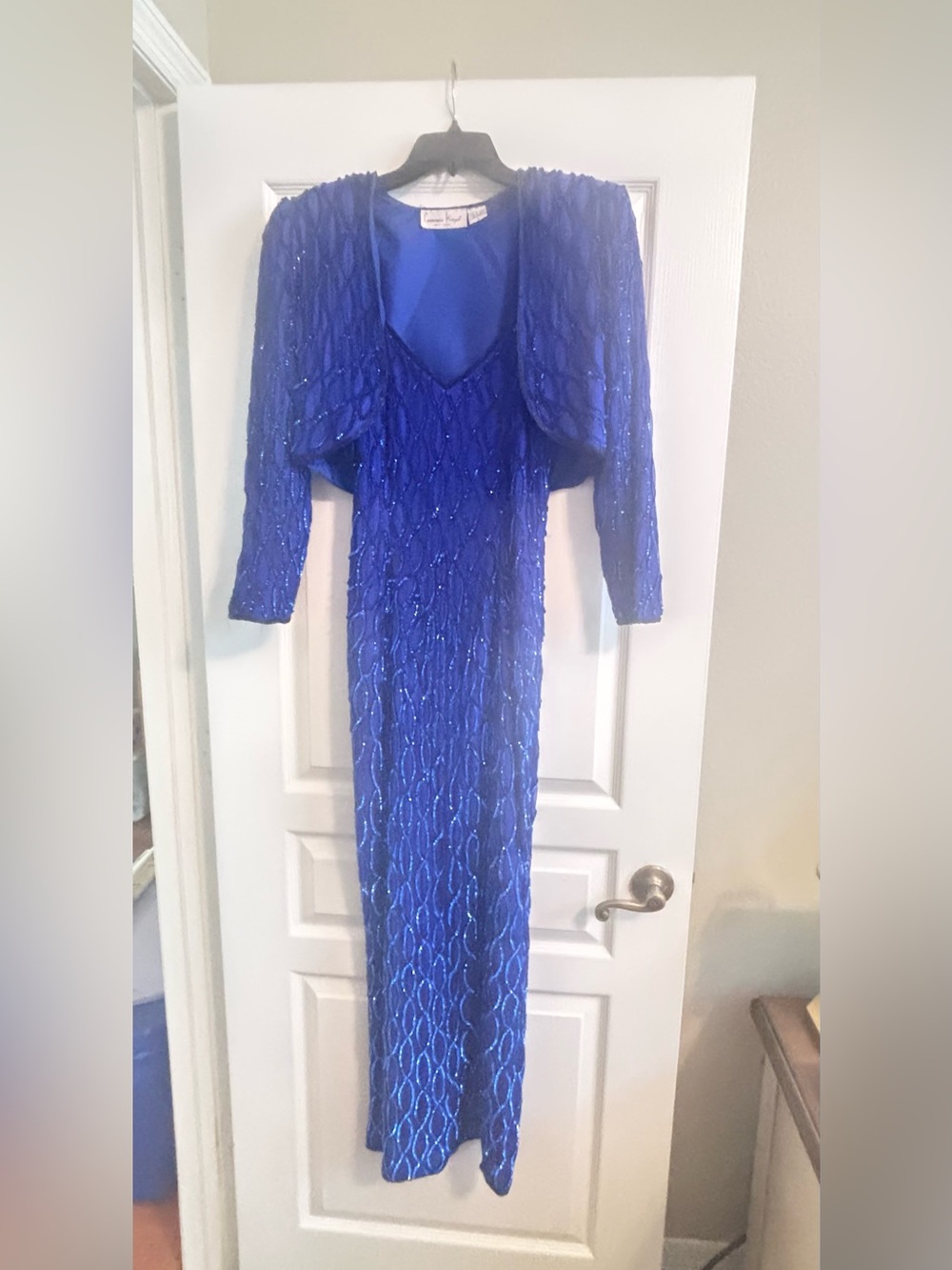 Laurence Kasar blue sequin 2-piece dress